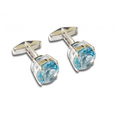 Blue Topaz Round Cufflinks
